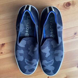 Rothy’s Women’s Gray and Black Camo Slip on Sneakers size 7.5